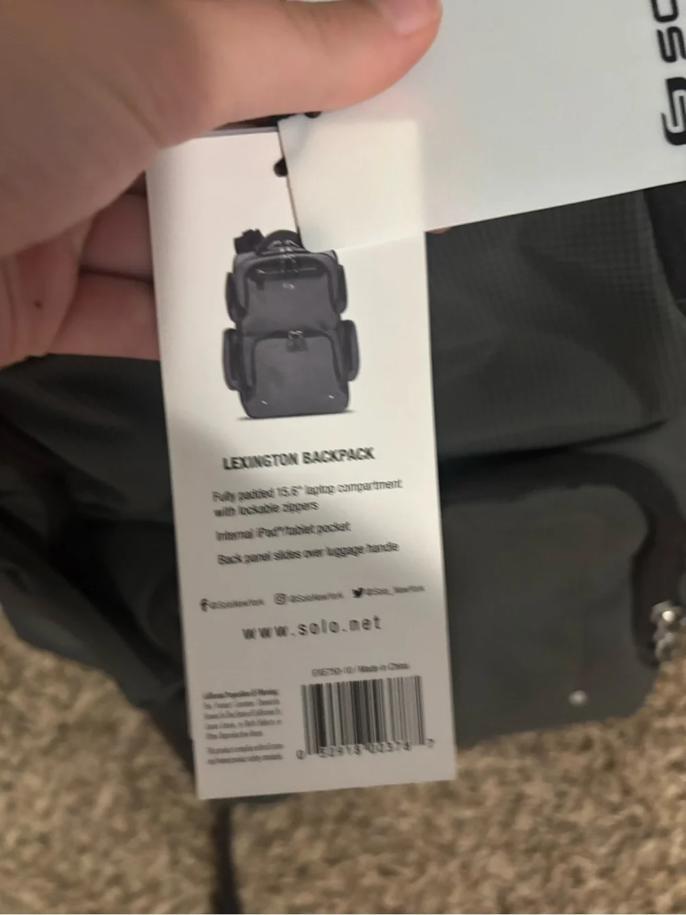 Solo New York Lexington Backpack – Gray
